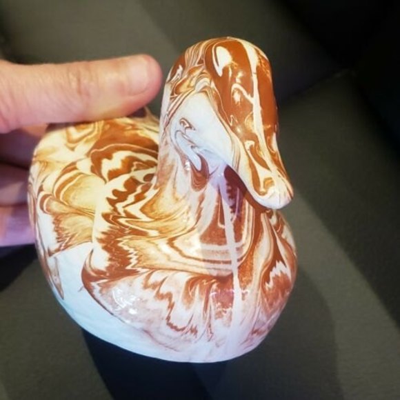 Originals By G. Green Duck Figurine Kansas Clay Brown White Swirled 6"x3… - Picture 2 of 9